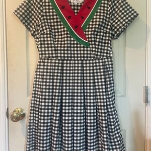 Bea & Dot Gingham Watermelon Dress sz L NWOT